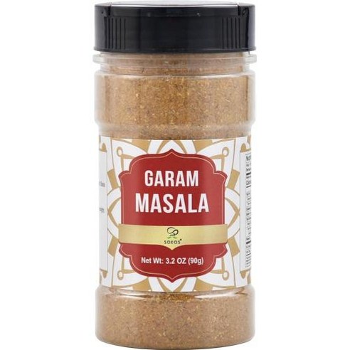 Soeos Garam Masala 340g12온스 가람 마살라 파우더 인디언 10가지 향신료 블렌드 소금 없음 비건 무색 글루텐 친화적 GMO 프리 마살라 시즈닝 가람 마살라 벌크, 1) 3.2 Ounce Pack of 1