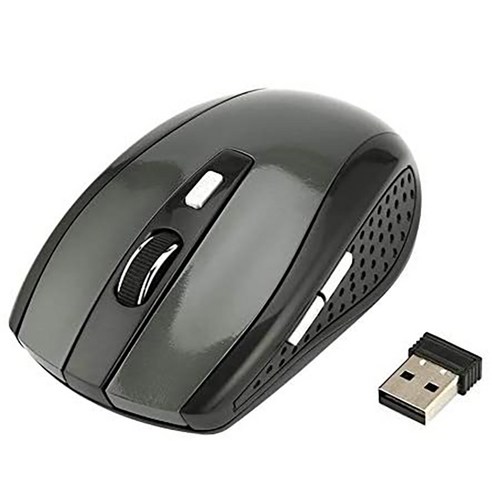 휴대용 2.4Ghz 무선 게임 마우스 회전 광학 사무실 마우스와 노트북 USB 수신기 회색, 하나, 보여진 바와 같이