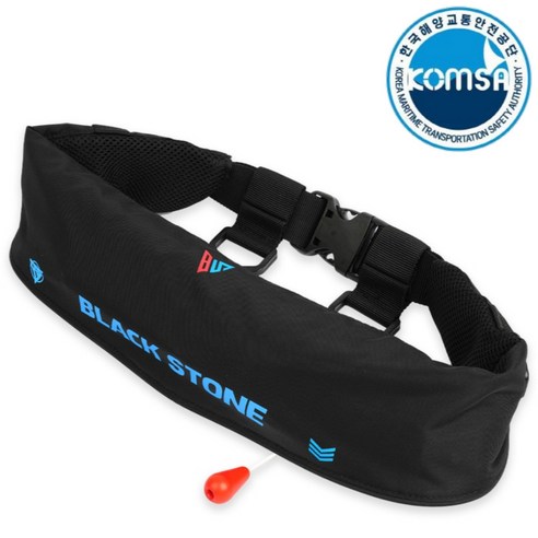 블랙스톤 허리벨트형 자동팽창식 구명조끼 형식승인 해양수산부 KOMSA 콤사 착용성향상형 선상낚시 배낚시 갯바위 바다낚시, 블루