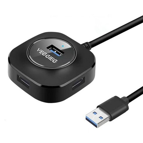 4 포트 USB 허브 멀티포트 커넥터 고속 확장 분배기 어댑터 노트북 PC 키보드 데스크탑 마우스용 익스텐더, USB3.0 블랙 2m., 77.5x68x30mm., ABS 플라스틱
