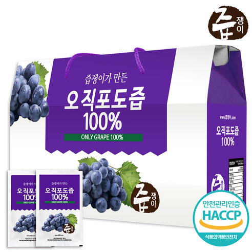 즙쟁이 포도즙 100 1박스 30포, 1박스/30포, 70ml