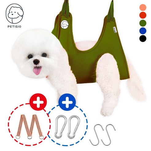 쁘띠시오 강아지미용거치대 고양이 애견 강아지 미용 발톱 발톱깎이 해먹 테이블 거치대 의자, 5. 카키, 1개, XS