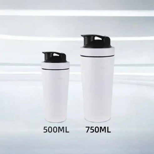 미르텀블러 대용량 2리터 스테인리스강 셰이커 병 단백질 분말 피트니스 500 750ml 물병 컵 믹서 체육관 스포츠, 2) 0.5L - WHITE, 1개