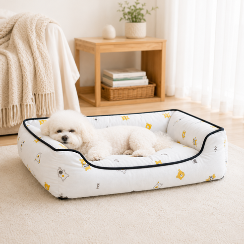 WHH 반려동물 편안한 방석 강아지 마약방석 고양이 쿠션, 화이트, 1개