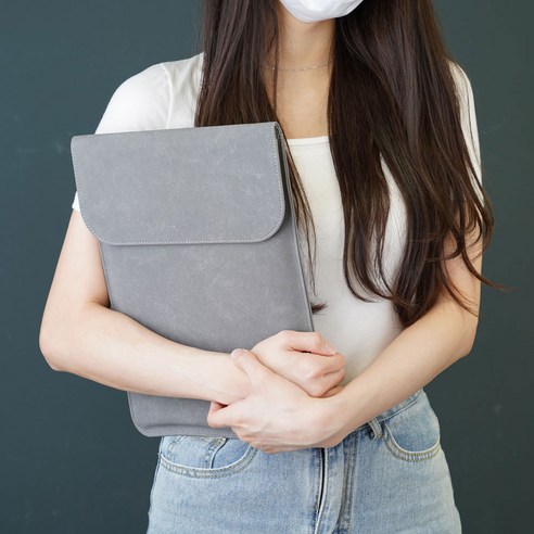 라이트피플 맥북 및 삼성 LG 그램 노트북 파우치 슬리브, M 사이즈(15-16인치), 스페이스 그레이, 1개 맥북에어15파우치