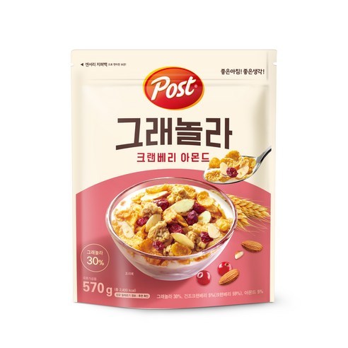   포스트 그래놀라 크랜베리 아몬드 시리얼, 570g, 1개