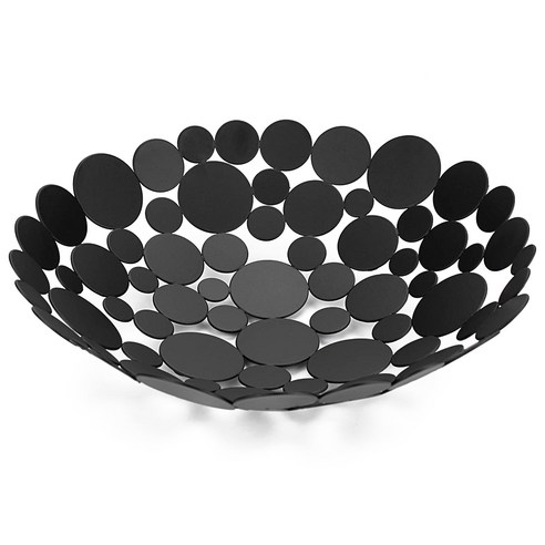 Retemporel 금속 과일 그릇 바구니 크리 에이 티브 테이블 센터 피스 스탠드 장식 수조 홀더 (블랙), 1개, 검은 색