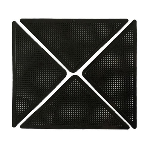 4x 카펫 카펫 매트 그리퍼 비 빨 삼각형 스티커 홈, 15.5x10.5cm, 블랙, 고무