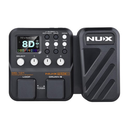 NUX MG-101 일렉트릭 기타 멀티 이펙트 유닛 – 더블 페달과 드럼 머신 기능 포함 이펙터