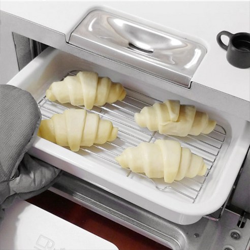 화이트 세라믹 밧드 스텐 트레이 세트 발뮤다 오븐용 그릇 에어 프라이어 용기, 1개