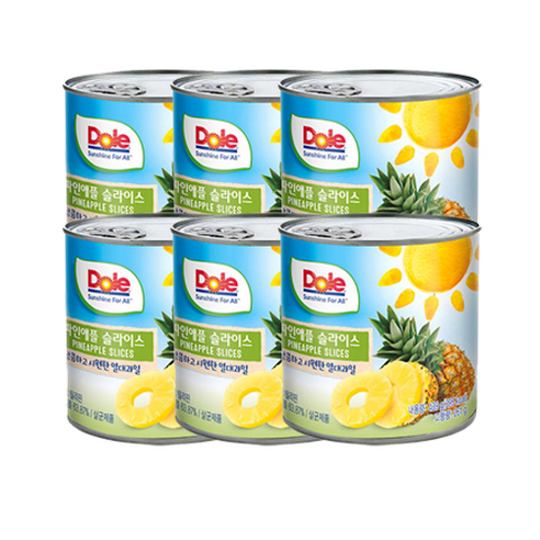 동원에프엔비 파인애플 슬라이스 통조림, 439g, 6개