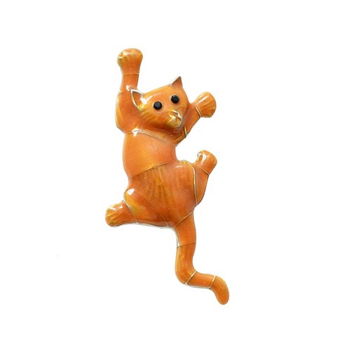 노 브랜드 여성용 오렌지 고양이 브로치 동물 귀여운 에나멜 핀 보석 의류 액세서리