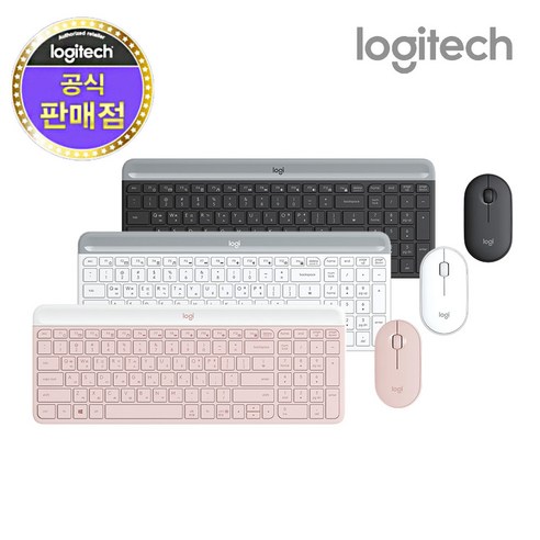 [로지텍 코리아]로지텍 MK470 슬림 무선 콤보[핑크 블랙 화이트], 핑크, MK470 Slim Wireless Combo, 텐키리스