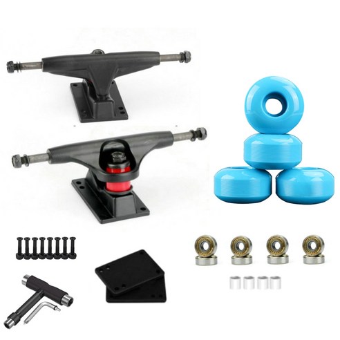 100A 스케이트 보드 Longboard 5 인치 스케이트 보드 트럭 및 스케이트 보드 도구 스케이트 보드 액세서리 푸른 52x32mm 바퀴, 하나, 보여진 바와 같이