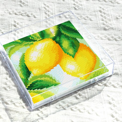블링블링 인테리어 액자형 보석십자수 (AB+원형) 17x17cm 소품 소형 아크릴, BLAF-051 (레몬), 1개