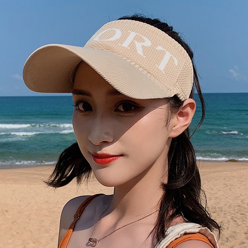DFMEI 빈티지 썬캡 여성 썬캡 아웃도어 스포츠 썬캡 한국판 니트 베이스볼 캡 모자, DFMEI SPORT[베이지]