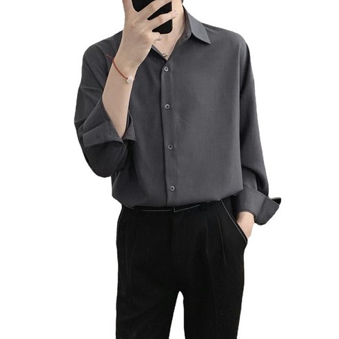 ANKRIC 셔츠 남자 긴소매 한국 패션 잘 생긴 dk 남성 코트 봄과 가을 캐주얼 남성 비 아이언 화이트 셔츠 셔츠