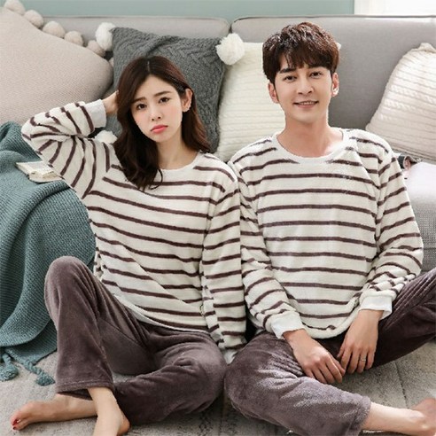 홈웨어 파자마 겨울 커플잠옷 포근커플단가라SET