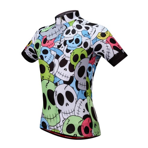 해골 높은 가시성 사이클링 반팔 퀵 드라이 라이딩 자전거 티셔츠