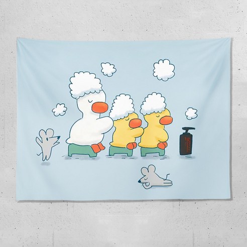 DFMEI 캐릭터 배경 러블리 오리 침실 베드리스 리모델링 기숙사 장식 벽걸이 담요, DFMEI 샤워 오리 수평 (두꺼운 플란넬), {"패션의류/잡화 사이즈":"70*100cm (수평) 컬렉션 무료 설치 패키지"}