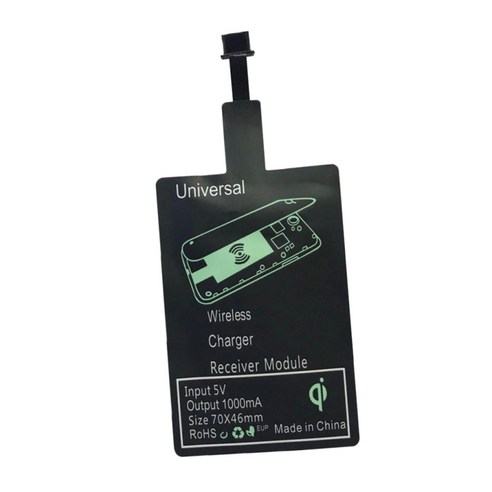 Qi 무선 충전 수신기 안드로이드 폰용 마이크로 USB 충전기 모듈, 블랙, 설명, 플라스틱