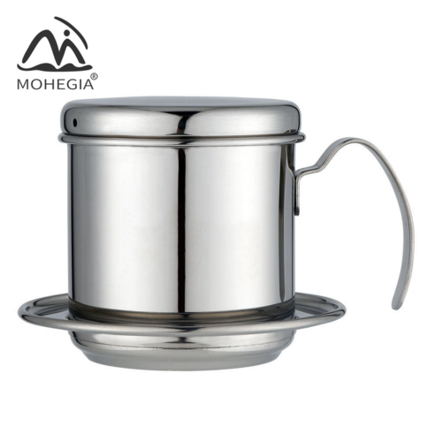 MOHEGIA 커피 드립 퍼 스테인레스 스틸 드립 커피 포트 커피 필터 컵 휴대용 가정용 드립 퍼, 실버