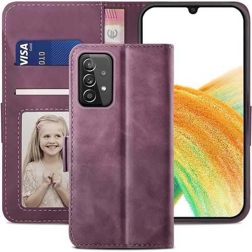 삼성 갤럭시 A33 5G 지갑형 카드수납 다이어리 휴대폰리 케이스 Galaxy A33 Leather wallet case 적용+지문인식 보호필름 풀세트