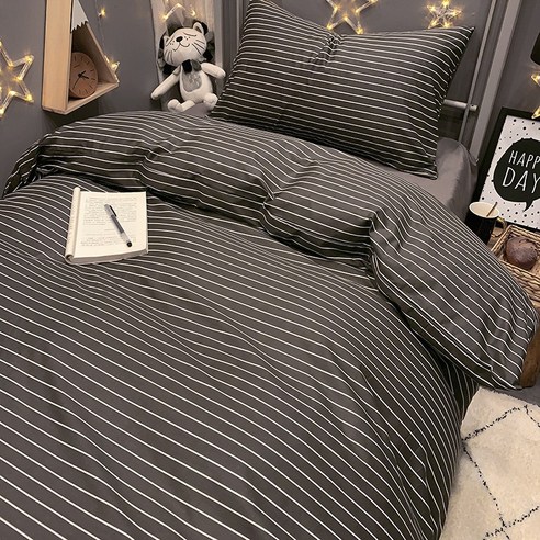 DFMEI 흑백 면 이불 커버 150x200 기숙사 침대 시트 사람 면 1.5*2 m 이불 커버 단일 조각, DFMEI J 침묵은 골드, 0.9/1.2m 침대 세 조각 침대 시트) 150 ×
