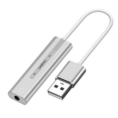 USB 외부 사운드 카드 3.5mm 오디오 인터페이스 마이크 헤드폰 어댑터, SILVER
