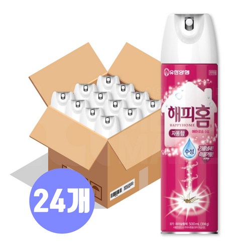 해피홈 에어로솔 수성 살충제 자몽향, 500ml, 3개