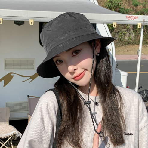 스캇홈 방수 등산모자 끈버킷햇 사파리모자, 차콜