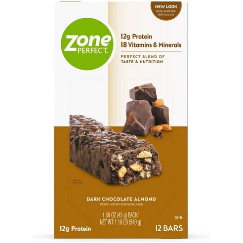 존퍼펙트 뉴트리션 바 12g 프로틴, 12개입, Dark Chocolate Almond