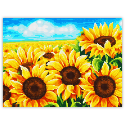 블링블링 DIY 캔버스형 보석십자수 60 x 45 cm, 1세트, CV-009 (해바라기)