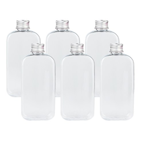 가인글로벌 납작페트250 페트병 + 실버(알루미늄캡) 음료 페트용기, 6개, 250ml