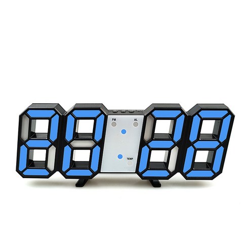 볼파스 무소음 3D LED 인테리어 감성시계, 블랙블루