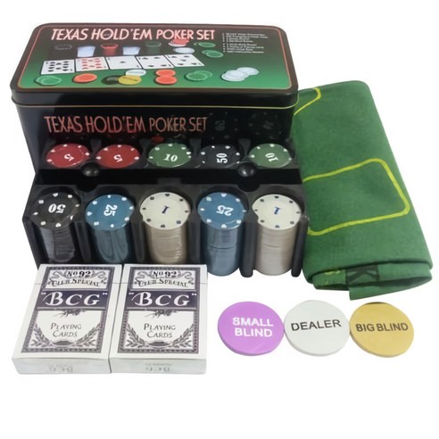 포커 칩 200개 + 카드 2벌 + 혼합 색상 게임 매트 포커 세트 
보드게임