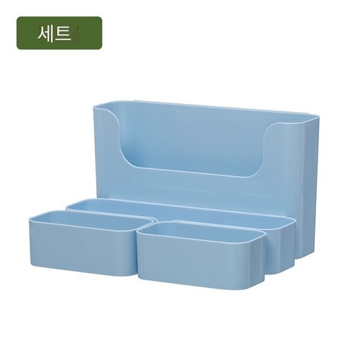 칼노 벽에 장착 된 보관 상자 욕실 화장실 캐비닛 도어 랙 펀칭없이 벽, 블루 세트