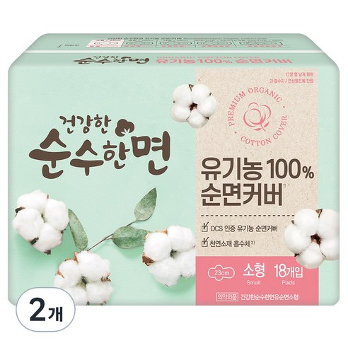 순수한면 건강한 생리대 날개형 소형 × 18개입 × 2개, 사이즈 × 개당 수량 × 수량 섬네일