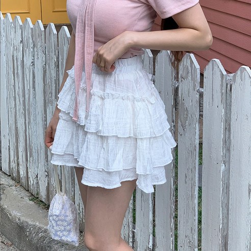 [문의폭주] 웨이브 프릴 캉캉 레이스 밴딩 미니스커트