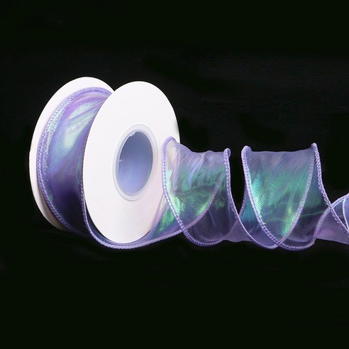 올리브파티 오로라 홀로그램 오간디 리본 40mm 9M리본, 2개, 퍼플