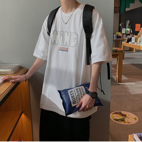 DFMEI 순면 웜남 티셔츠 인스팝 여름 반팔 하라주쿠풍 반팔 러쉬트렌드 탑