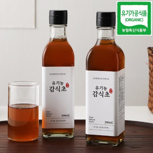 [유기가공식품] 유기농 감식초 국내산 3년 천연 자연 발효 식초, 300ml, 1개