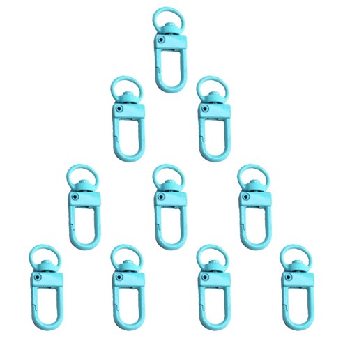 10pcs 가방 액세서리 핸드백 Clasps 손잡이 금속 걸쇠 스위블 클립 개 체인 칼라 스냅 후크 키 링, 라이트 블루