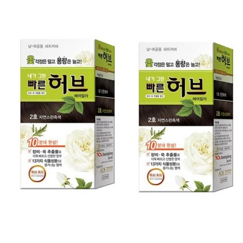 광동제약 내가 그린 빠른 허브 염색약 2호(튜브) 자연스런흑색 2개, 2호 자연스런흑색