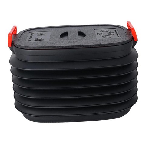 37l 스토리지 버킷 낚시 배럴 접이식 물 가방 바베큐 하이킹 캠핑카 용 뚜껑이있는 휴대용 다기능 상자 경량, 검은 색, 49X34X12cm, ABS