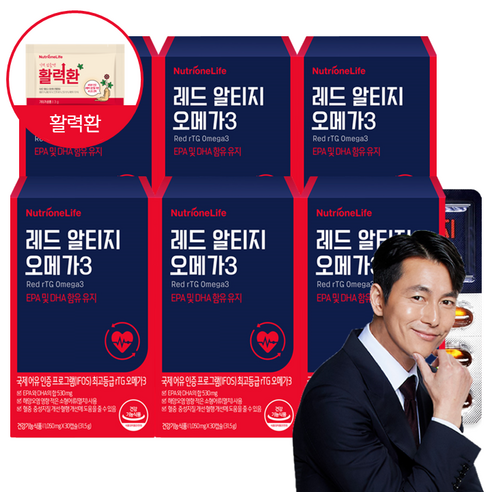 뉴트리원 크릴오일 최고등급인증 알티지 오메가3 건강기능식품 활력환 기획세트, 6개, 30정
