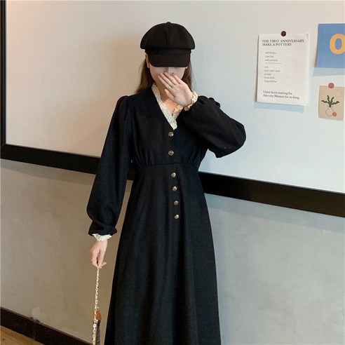 헵번 미니 블랙스커트 프렌치 코듀로이 원피스 허리 여밈 미디 스커트