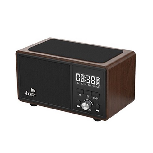 액센 BS50 블루투스 스피커 스마트폰 무선충전 알람시계 라디오 MP3 다크우드, 혼합색상