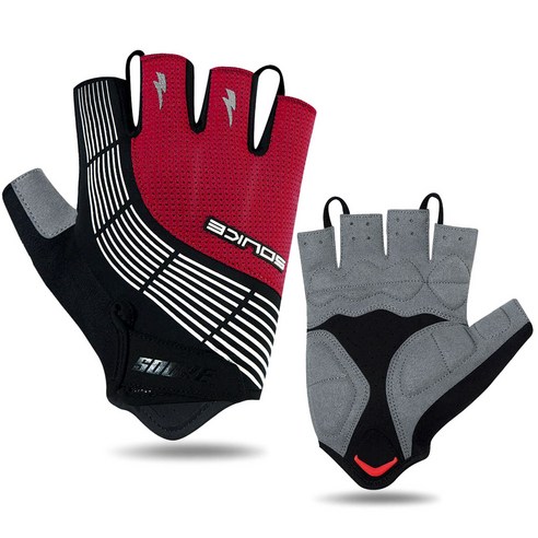 수케스포츠 하프 핑거 글러브 자전거 장갑 ST1901, Black + Red, 1개