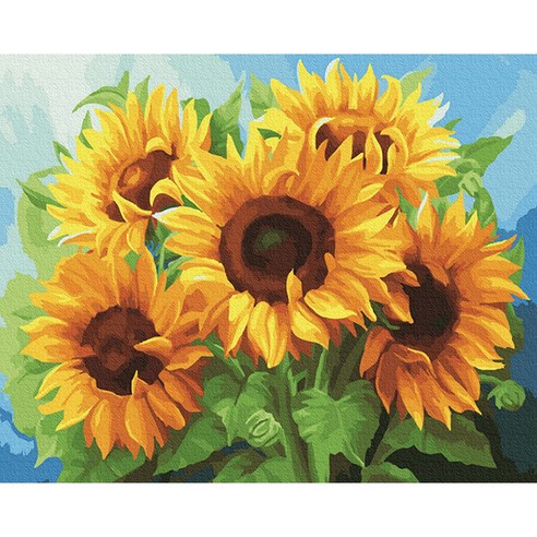 액자 캔버스형 보석십자수 DIY 키트 40 x 50 cm, 1개, HM-103해바라기